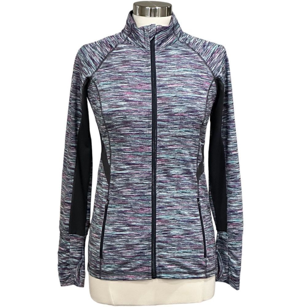 Ideology Women’s Active Space Dye Jacket in the Size Small in Blue/Gray Combo